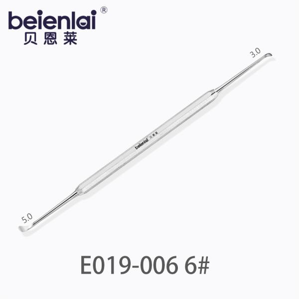 Benlai Dental Curette E019-006 BJS 6#, Straight Double Tips 3.0/5.0, 6.5 Octagonal Handle